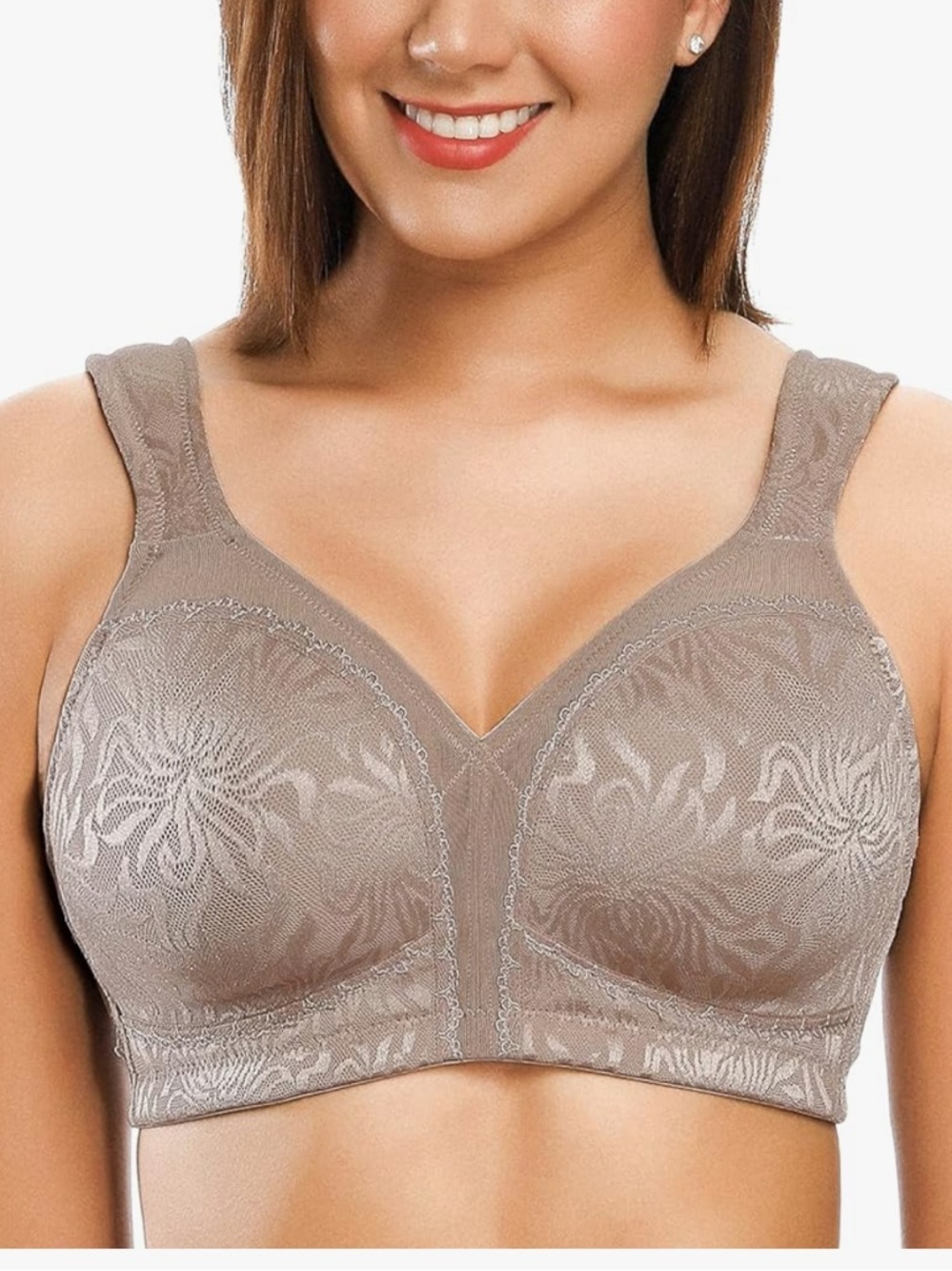A2- Zerobound Minimizer Bras toffee Seamless Lace Full Coverage Bra -